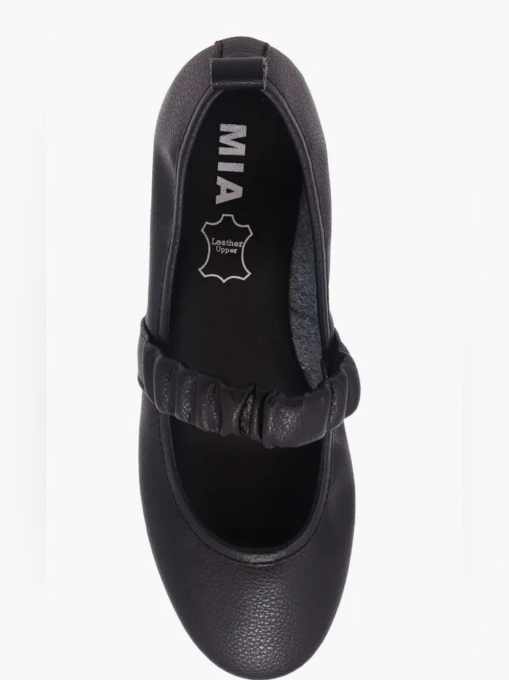 MIA Black Leather Uliana Mary Jane Flat with Elastic Strap US 7M
